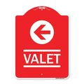 Amistad 18 x 24 in. Designer Series Sign - Valet Left Arrow , Red & White AM2068465